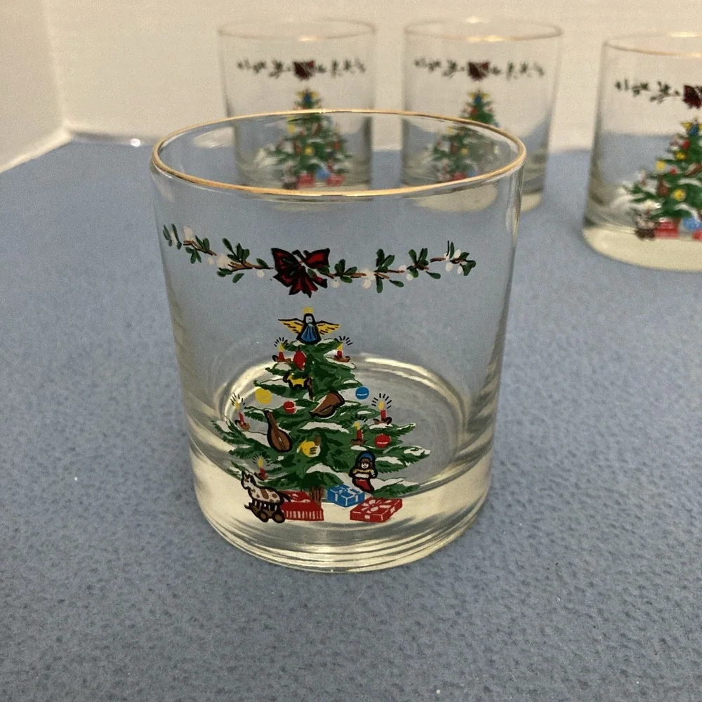 VTG Holiday by Montgomery‎ Wards Christmas Tree Old Fashion Glasses - Set of 4